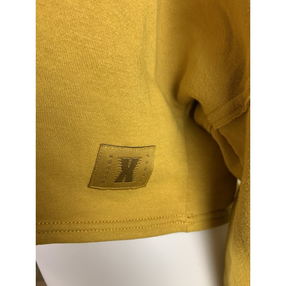 Savage X Fenty Mustard Yellow Cropped Hoodie Oversized Streetwear Medium - Picture 4 of 6